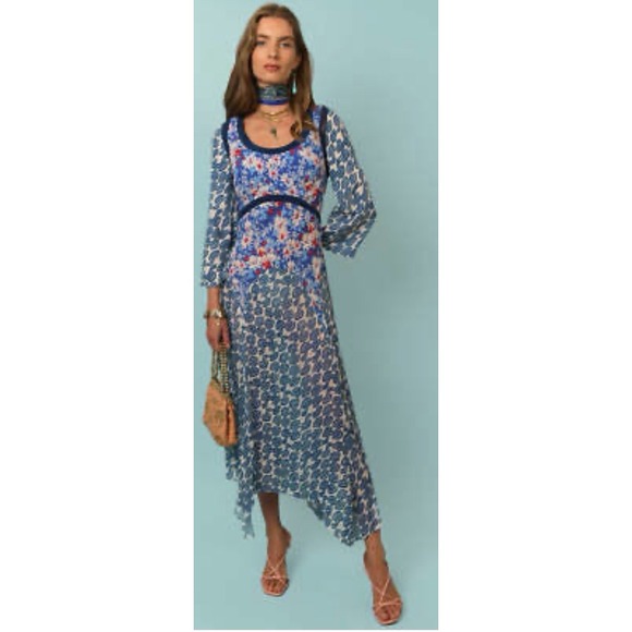 RIXO Dresses & Skirts - RIXO Harmony Silk Blend Mix Abstract Midi Dress in Size XL